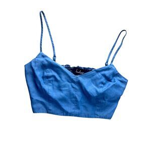 Lulus Womens Adore Me Denim Bralette Bustier Top XS Festival Country Cotton Boho